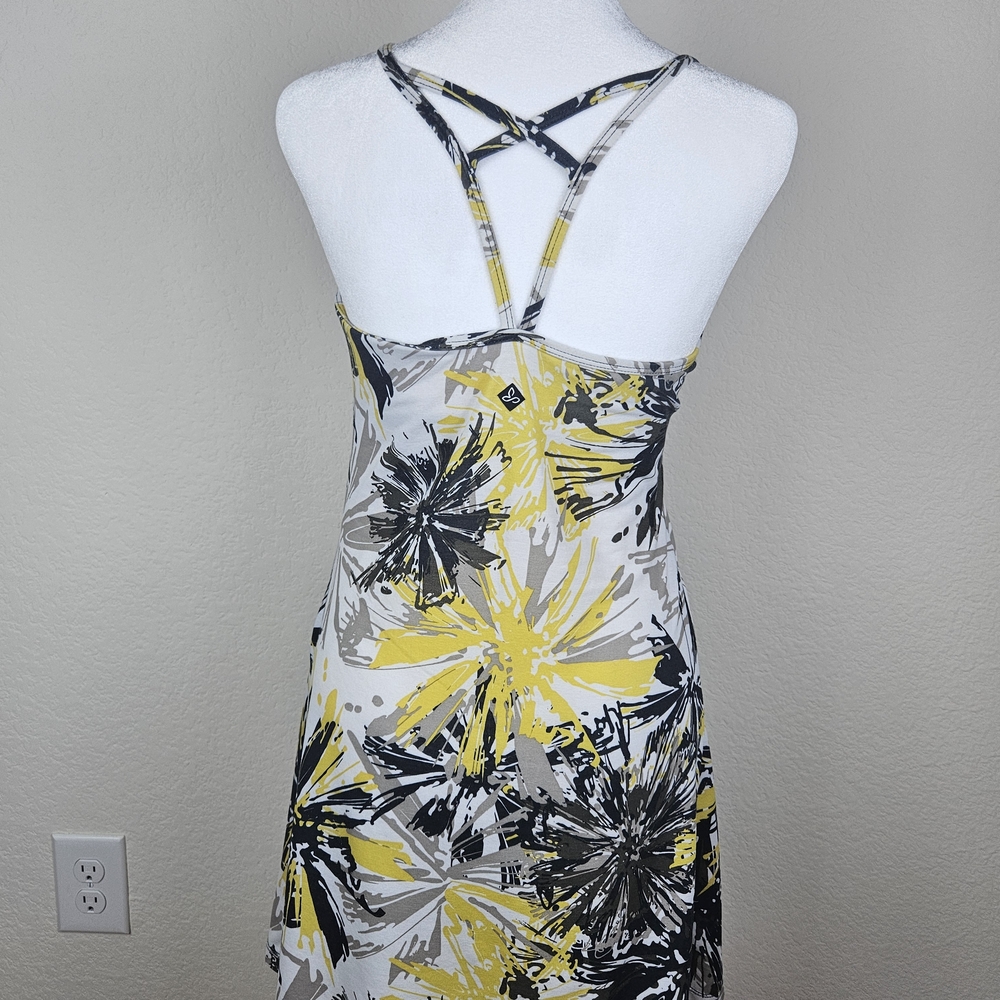 Prana Yellow and Gray Floral Maxi Dress